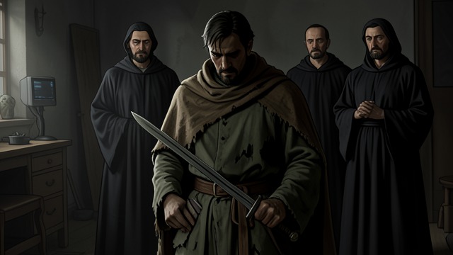 The Sellsword's Riddle from "A Clash of Kings". Who Decides? Question Varys asks who truly rules when a king, priest, and rich man command a sellsword to kill.