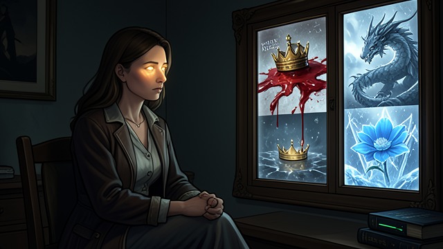 The Dragon's Visions from "A Clash of Kings". Fire Reveals the Future Prophecy Daenerys Targaryen sees images of blood, false kings, dragons, and a blue flower in ice.