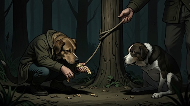 Secret Theft from "The Call of the Wild". Cunning without Display Buck steals food while another dog is punished for the offense.
