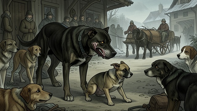 Threatened Dominance from "The Call of the Wild". The Established Leader Spitz rules the team through experience, intimidation, and punishment of shirkers.