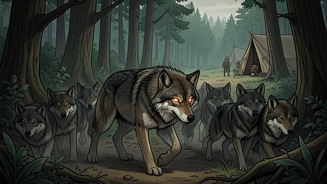 Ghost Dog Emergence from "The Call of the Wild". The Wolf Leader Buck becomes the great wolf at the head of a pack and enters the stories of the Yeehats as a Ghost Dog.