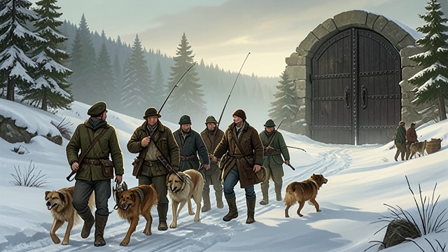 Eastward Departure from "The Call of the Wild". A Venture Beyond Routes Thornton, Hans, Pete, Buck, and other dogs travel eastward from Dawson in search of the Lost Cabin.