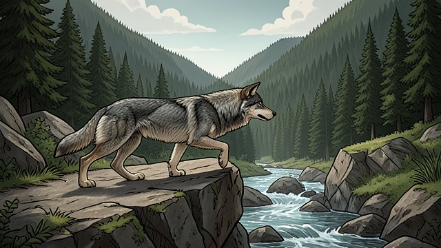 Crossing the Divide from "The Call of the Wild". Running Side by Side The Gray wolf leads Buck across the watershed into a country of forests and streams.