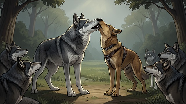 Pack Recognition from "The Call of the Wild". Kinship Confirmed The Gray wolf returns with the Wolf pack and recognizes Buck after the initial challenge.