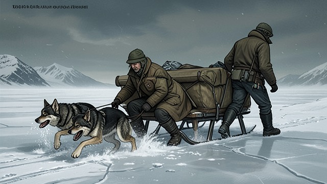 The Final Mail Haul from "The Call of the Wild". Service at the Limit Buck leads the mail team through exhausting distances after already traveling eighteen hundred miles.