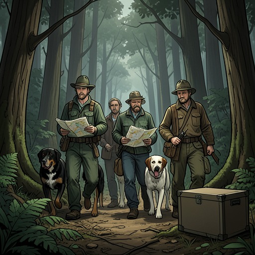 The Lost Placer Quest from "The Call of the Wild". Thornton’s party searches through unmapped country, fails to find the Lost Cabin, and discovers a richer placer that sustains a new period of freedom.