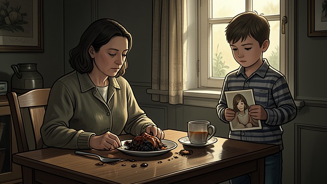 Dinner and a shared match from "Crow Girl". Dinner and a shared match A small act of care Johan unexpectedly makes dinner for Jeanette, arranging even the burnt food with care.