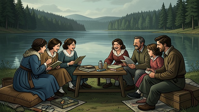 Camp Laurence from "Little Women". Friendship in Public Shared Recreation The March sisters join Theodore Laurence and his visitors at Camp Laurence.