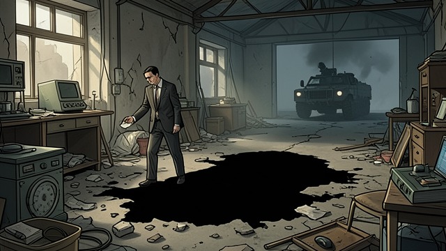 战火阴影下的工作,《葡萄园》中的场景。业力案件走向全球 企业谜案扩大 武·富米莫塔调查遭毁的奇普科公司实验室及其留下的巨型足印,而案件也牵涉到国际势力与保险业。 地方修复遇上全球机密 这项业务在更大的冲突阴影下运作,而这些冲突并非DL或武·富米莫塔任何一方能够完全掌控。他们的工作揭示,商业和政治决策如何造成即使官方调查结束仍会持续的伤害。
