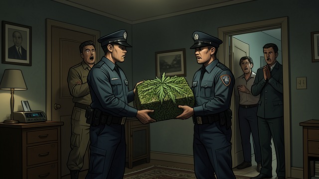The Federal Search from "Vineland". A Home Entered by Force A manufactured discovery Federal agents search the house and display a huge marijuana block as evidence.