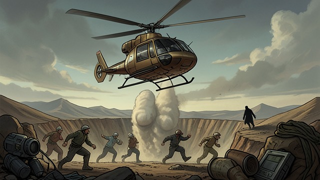 An Evacuation Interrupts Work from "Vineland". A Monster Arrives A staged attack A Chipco helicopter disguised with a giant-foot material appears above the crater, alarming the workers before evacuating…