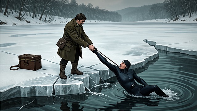 Ice and Rescue from "American Rust". Ice and Rescue A life put at risk Isaac falls through thin ice after stepping onto the river. Billy Poe enters the water and pulls him out.