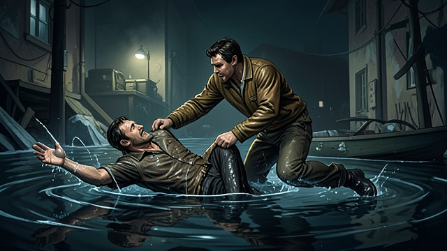 The River Rescue from "American Rust". The River Rescue A dangerous plunge Isaac steps onto thin ice and falls into the Mon. Billy Poe jumps after him and drags him out, risking his own life.