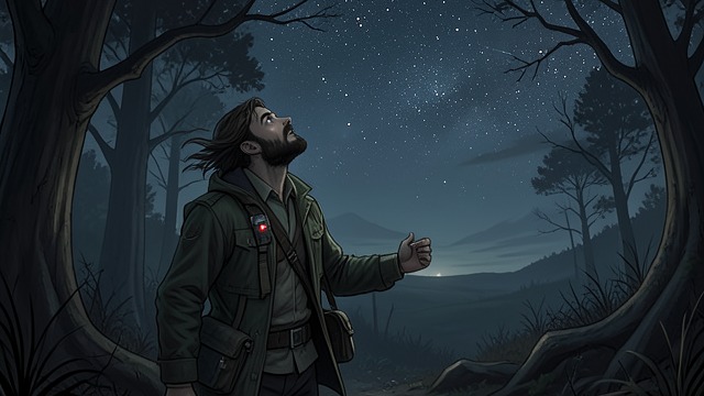 The Journey as Survival from "American Rust". The Journey as Survival Scale beside hardship Isaac reflects on stars while traveling in dangerous, uncomfortable conditions.