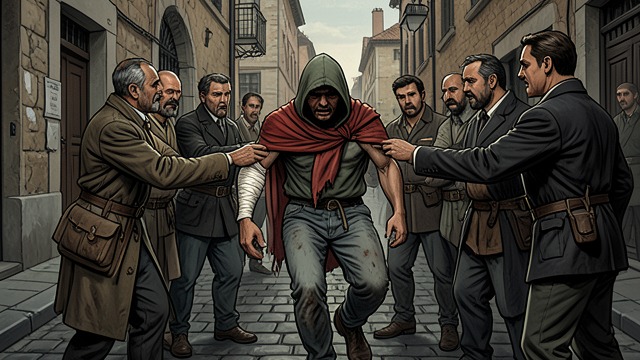 The Wounded Veteran from "M: Son of the Century". War Leaves a Drifter Discharged and Injured Dumini returns from the war limping and with a bandaged arm.