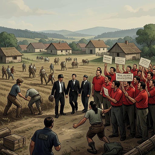 The Peasant Leagues and Fascist Counteroffensive from "M: Son of the Century". This flow follows the rise of rural labor organizations, their coercive power, and the fascist campaign that breaks them.