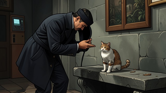 A Formal Greeting from "Old Possum's Book of Practical Cats". A Formal Greeting Deliberate Deference The speaker bows, removes his hat, and addresses the animal as O CAT.