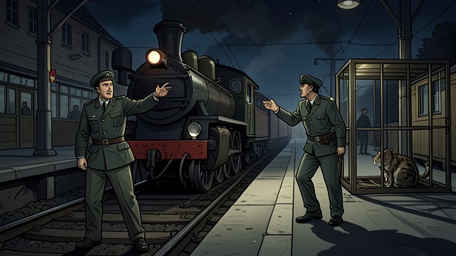 Departure Depends on Him from "Old Possum's Book of Practical Cats". Departure Depends on Him A Train Waiting The Night Mail is ready to depart, but Skimbleshanks cannot be found.