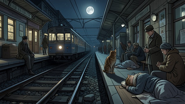 The Night Mail’s Watcher from "Old Possum's Book of Practical Cats". The Night Mail’s Watcher Work in Darkness Skimbleshanks remains fresh and alert while passengers sleep. He patrols stations and the train through the night.
