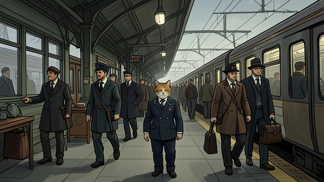 A Train on Schedule from "Old Possum's Book of Practical Cats". A Train on Schedule Shared Dependence The Night Mail’s staff and passengers wait for Skimbleshanks.