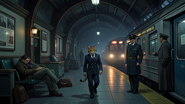 The Night Watch from "Old Possum's Book of Practical Cats". The Night Watch Stations in the Dark Skimbleshanks remains fresh through the night, moving through stations while passengers sleep.