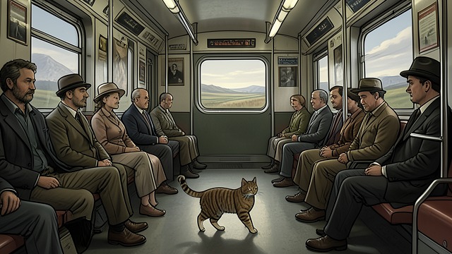 Disorder Kept at Bay from "Old Possum's Book of Practical Cats". Disorder Kept at Bay Regular Inspection Skimbleshanks examines passengers in First and Third while pacing the corridor.
