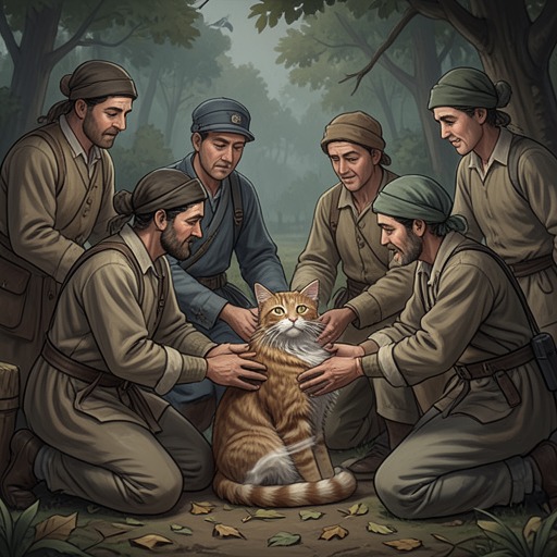 The Village’s Care for Old Deuteronomy from "Old Possum's Book of Practical Cats". This flow follows the community’s respect for Old Deuteronomy as affection repeatedly reshapes public spaces and social routines around his needs.