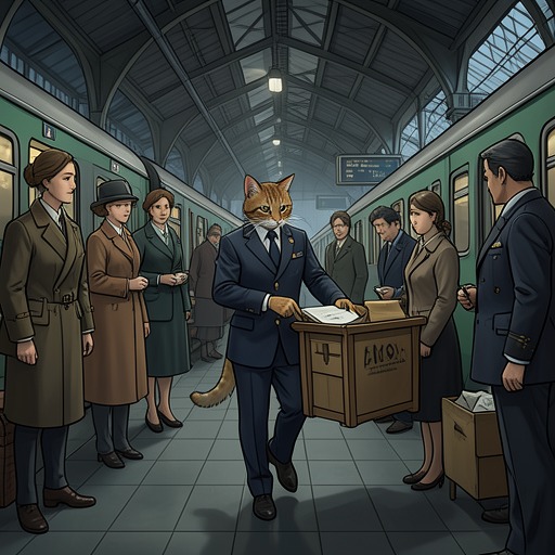 Skimbleshanks Keeps the Mail Moving from "Old Possum's Book of Practical Cats". This flow follows Skimbleshanks from a missing-cat delay through his meticulous supervision of the Night Mail and its passengers.