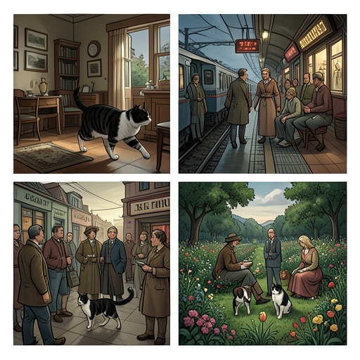 A Cat’s Social Worlds from "Old Possum's Book of Practical Cats". This flow traces the range of relationships cats form with family, neighbors, fellow workers, audiences, and their own communities.