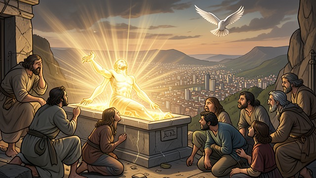 Resurrection and Mission from "Paradise Lost". Resurrection and Mission Death reversed The Redeemer rises before corruption can claim him and appears to his disciples.