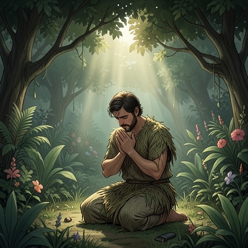 Adam's Moral Transformation from "Paradise Lost". This flow traces Adam's movement from rational authority and confident innocence through conscious failure, accusation, repentance, and responsible hope.