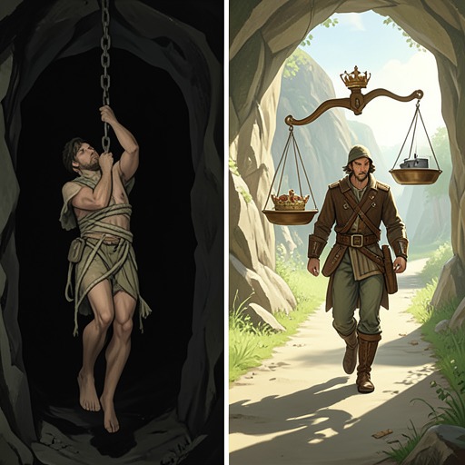 Freedom and Servitude from "Paradise Lost". This flow traces the poem's contested definition of liberty from Satan's rebellion through human self-rule and the freedom of faithful obedience.