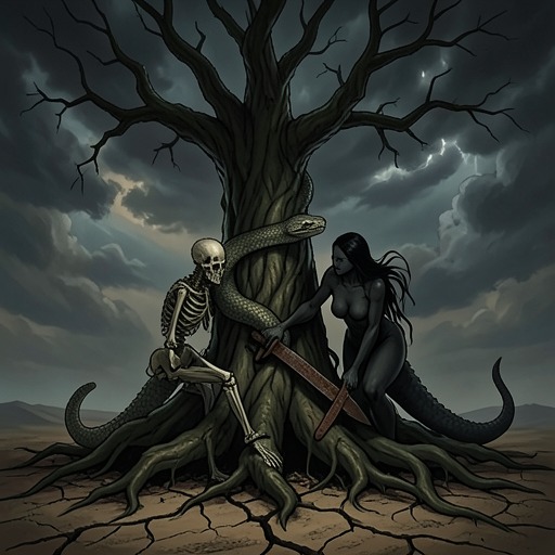Sin and Death's Kinship from "Paradise Lost". This flow traces the distorted family bond among Satan, Sin, and Death as desire, violence, and appetite spread into the human world.