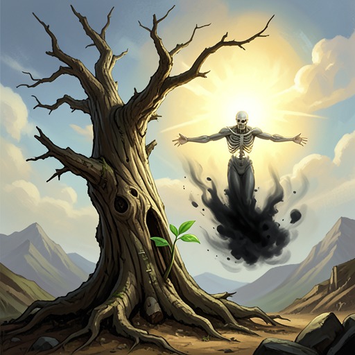 Mortality and Immortality from "Paradise Lost". This flow traces the transformation of human life from intended immortality through death, disease, aging, and the promise of resurrection.