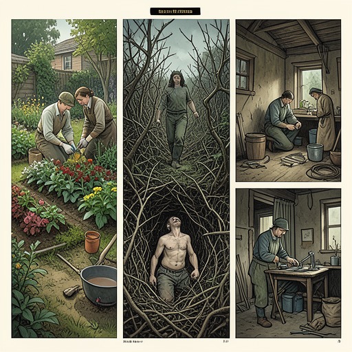 The Meaning of Labor from "Paradise Lost". This flow traces work from Edenic delight through cursed toil to disciplined labor as a means of endurance and moral restoration.