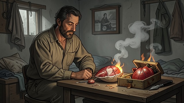 The Planted Heart from "The Pale Blue Eye". The Planted Heart A false exhibit A heart is found in Artemus Marquis’s quarters beside a smoldering shell. Dr.