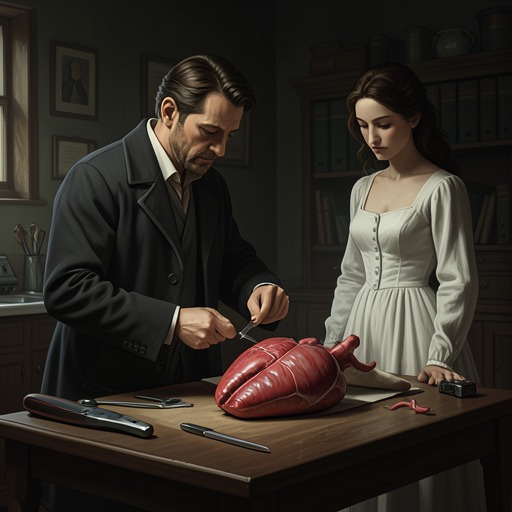 The Heart as Object and Symbol from "The Pale Blue Eye". A stolen organ shifts between anatomical specimen, occult offering, evidence, and metaphor for love, loss, and guilt.