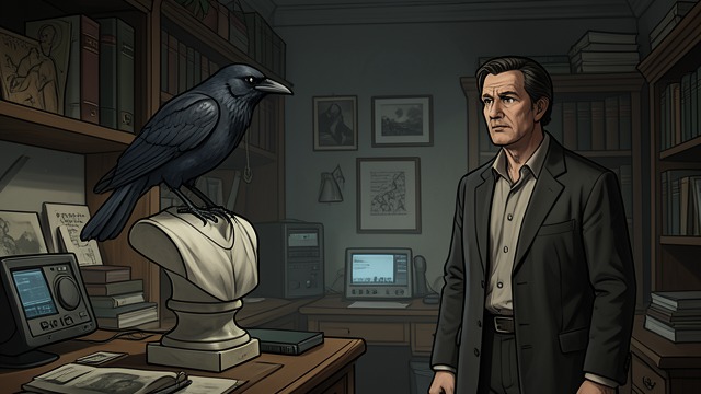 Unexpected Encounter from "The Raven". Unexpected Encounter Visitor and Observer The narrator regards The Raven as an unusual guest. The bird offers no explanation and makes no social concession.