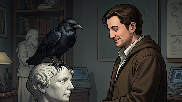 Amused Curiosity from "The Raven". Amused Curiosity Momentary Smile The Raven’s solemn appearance briefly beguiles the narrator into smiling. Humor provides a fragile interruption to mourning.