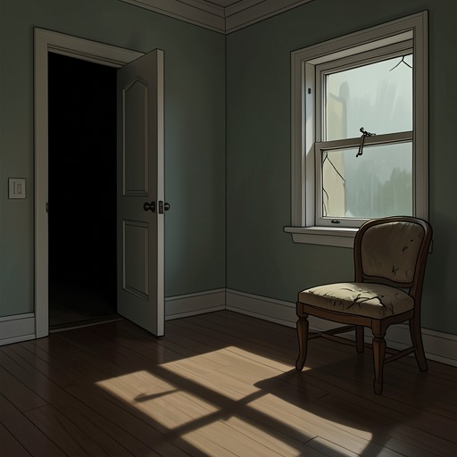 The Architecture of Absence from "The Raven". This flow traces how doors, windows, objects, and shadows give physical form to what cannot return.