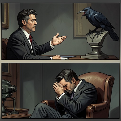 The Final Command from "The Raven". This flow traces the narrator’s failed effort to reclaim authority over the chamber and his own grief.