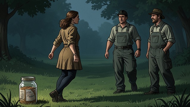 The Jar Left Behind from "The Cabin at the End of the World". The Jar Left Behind Interrupted Work Wen leaves the jar on the lawn when Leonard’s companions appear.