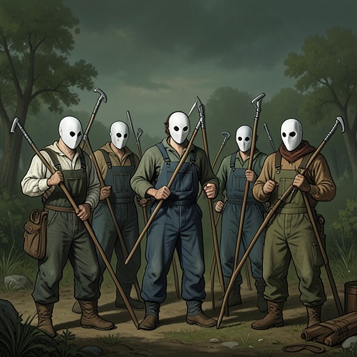 The Visitors’ Ritual from "The Cabin at the End of the World". This flow traces how the group’s improvised weapons, white masks, and repeated ceremonies turn violence into a purported duty.