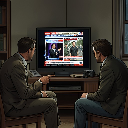 The Evidence on Television from "The Cabin at the End of the World". This flow follows how the visitors use broadcasts as evidence and how Andrew and Eric interpret the same images differently.