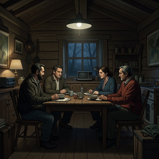 The Family’s Captivity at the Cabin from "The Cabin at the End of the World". This flow traces how a remote family vacation becomes a violent hostage crisis governed by an impossible ultimatum.