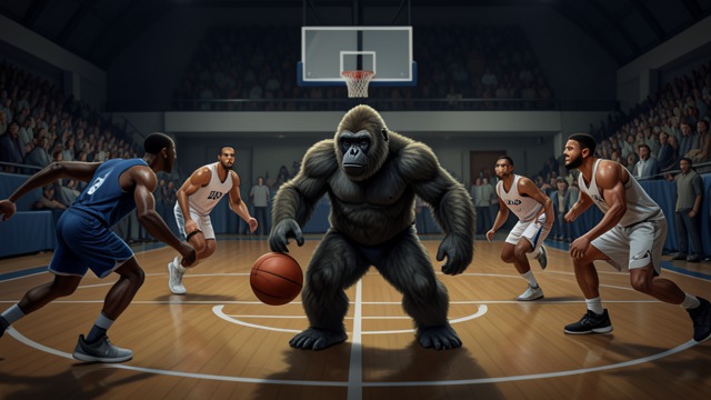 The Invisible Gorilla from "Thinking, Fast and Slow". Blind to the Obvious Counting Passes Observers focus so intensely on basketball passes that many miss a gorilla crossing the court.