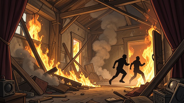 The Burned Institution from "Interview with the Vampire". The Burned Institution Revenge Louis sets the theater and its hidden chambers on fire. Violation He breaks the Vampire law against killing his own kind.