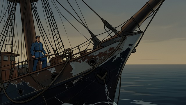The First Gray Dawn from "The Good Shepherd". The First Gray Dawn Light without warmth The convoy emerges into a gray morning whose low clouds blur sea and sky.