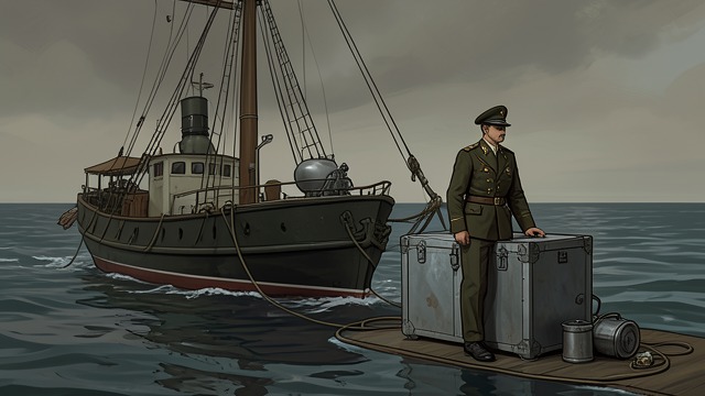 The Message from a Sinking Ship from "The Good Shepherd". The Message from a Sinking Ship A farewell over T.B.S. Viktor’s British liaison officer tells George Krause that the ship must be abandoned.