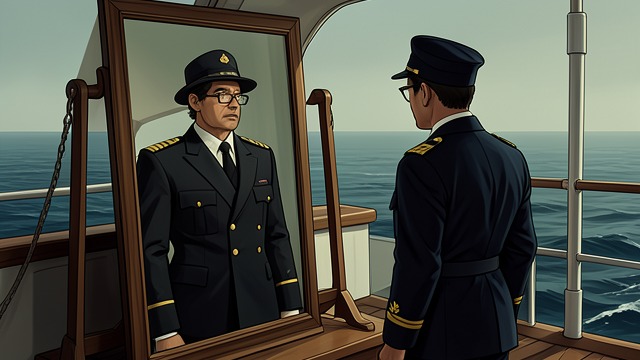 A Stranger to Himself from "The Good Shepherd". A Stranger to Himself The mirror inspection George Krause looks at his reflection after bathing but feels no recognition or sympathy toward it.